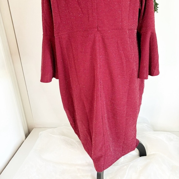 Plus Size Dress For Women Elegant Bell Sleeve Wedding Dresses 18 Plus Wine - Picture 4 of 7